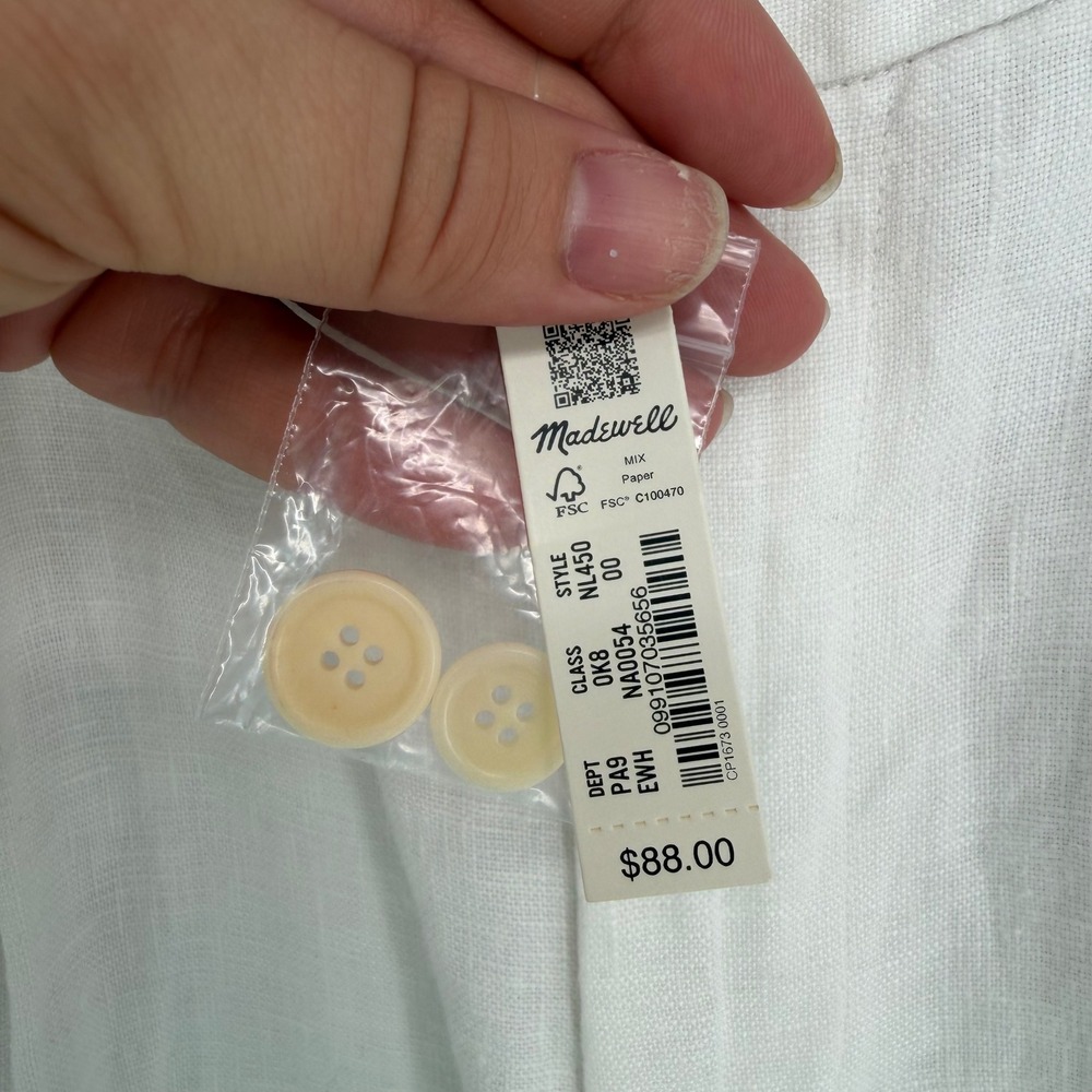 MADEWELL THE HARLOW WIDE-LEG PANT 100% LINEN WHITE NWT SZ 00 COASTAL LIGHTWEIGHT - Picture 8 of 14